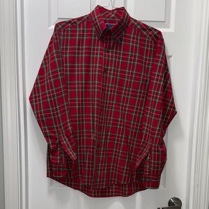 Club Room Men's Red and Green Plaid Button-Down Shirt